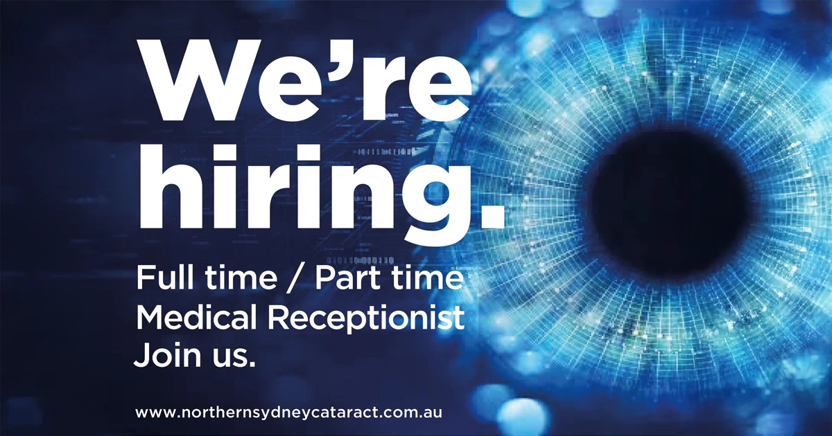 We are a well established ophthalmology surgical specialist practice located at Northbridge, on the Lower North Shore, seeking a part time, full time or casual Medical Receptionist to join our team.